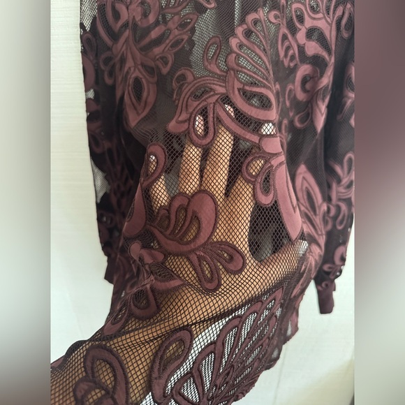 Torrid Burgundy and Black Lace Blouse - Picture 6 of 10
